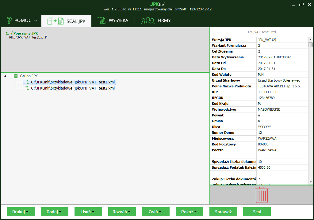 Jpk z różnych źródeł. Weryfikacja poprawności, scalenie i wysyłka do Ministerstwa Finansów - wszystko w jednym programie JPK Link - zobacz przykład